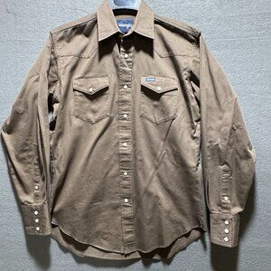 Wrangler Mens Medium Brush Popper long sleeve pearl snap front shirt